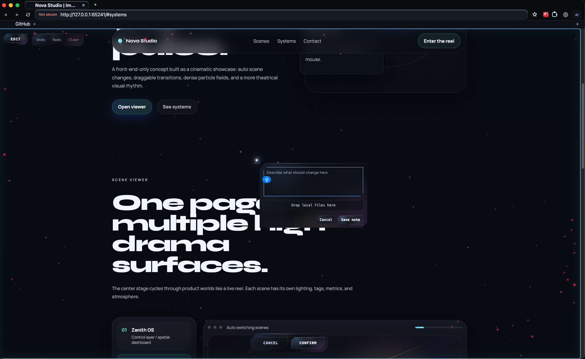 NexaBrowse region note editor over a live product page preview